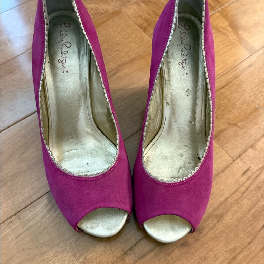 Lilly Pulitzer Fuchsia Peep-Toe Heels